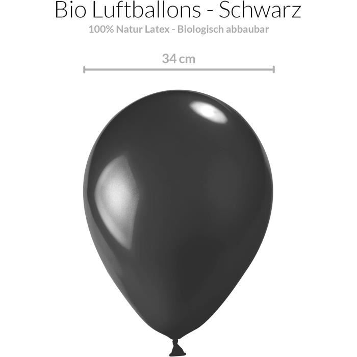 Ballon de baudruche noir en latex biodégradable, lot de 50