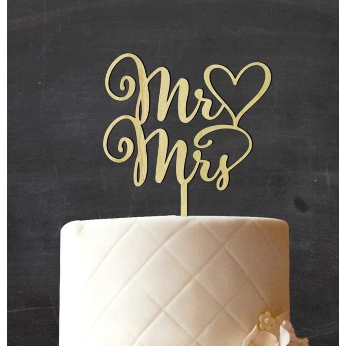 PartyDeco Pick Mr&Mrs Mariés pour Gâteau