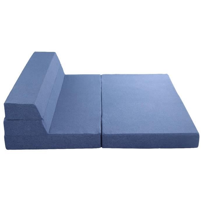 Matelas lit Fauteuil futon Pliable Pliant - Bleu - Mousse - 140x190cm -  Cdiscount Maison