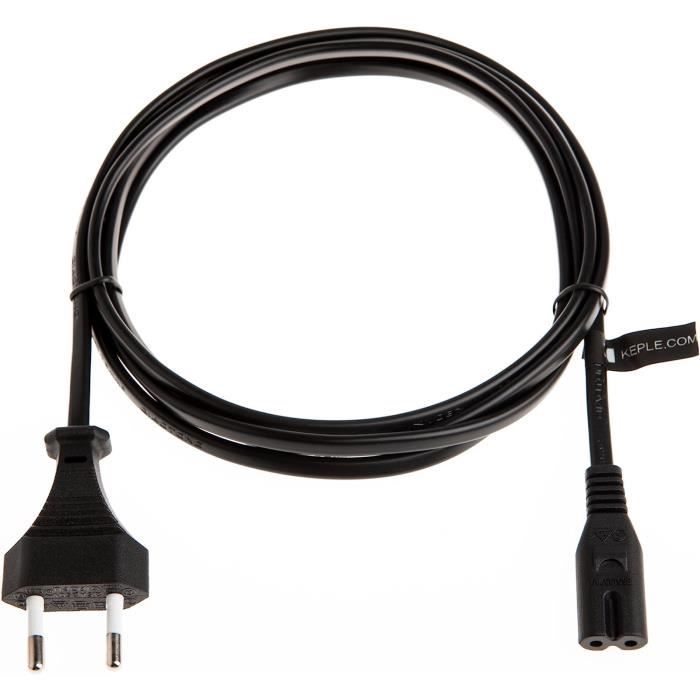 1.5M Câble d'alimentation EU Plug C7 Bipolaire 2 Câble pour PS5 - PS4 - PS3  - Xbox Série X - S - Noir - Cdiscount Informatique
