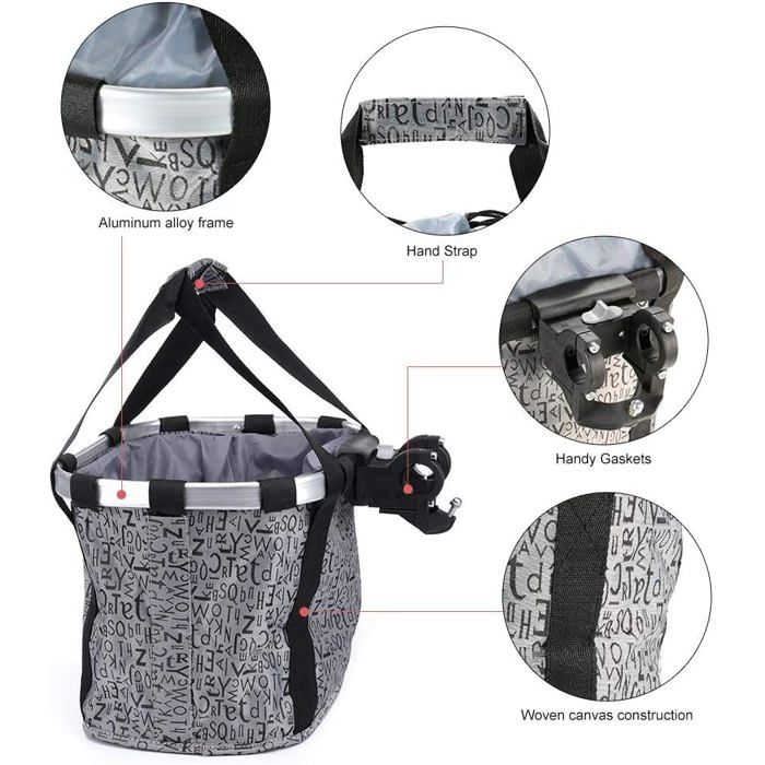 LaoZan Panier Vélo Pliable – Oxford, Amovible, 34x24x26 Cm, Pour Courses, Animal, Pique-nique