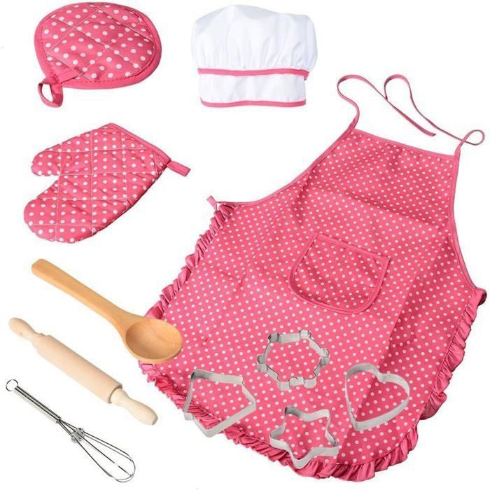 BUOAZR – Kit Pâtisserie Enfant 38 Pièces – Tablier, Toque, Gants Et Accessoires – Dès 3 Ans