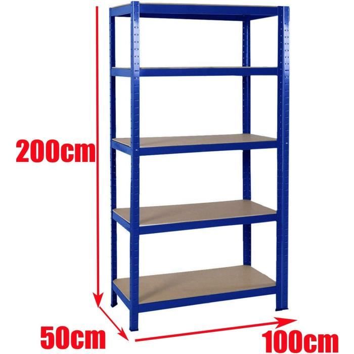 Établi Métal 120x48 Cm – Étagères MDF Réglables – Pieds Ajustables – Charge 100 Kg