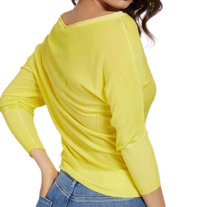 Pull Jaune Asymetrique Femme Guess Jaune Cdiscount Pret a Porter