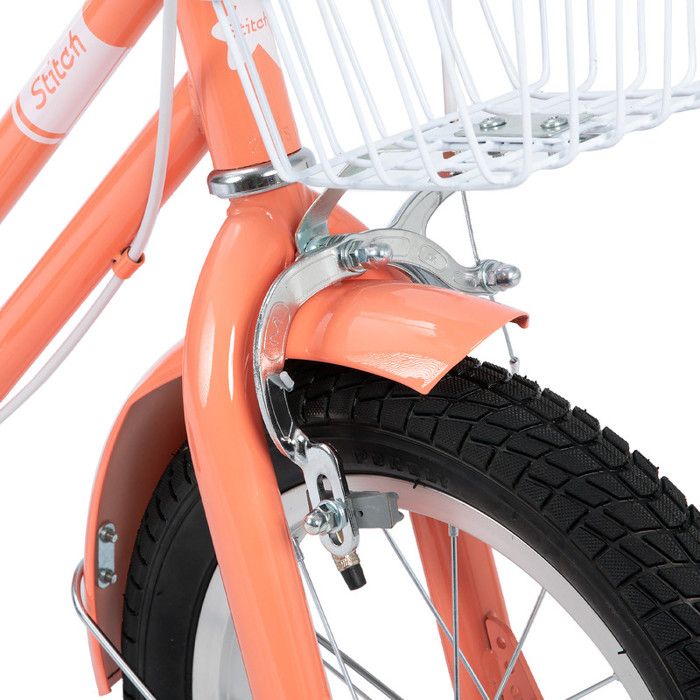 Vélo Stitch Vintage 18 Pouces Pour Enfant – Rose, Avec Stabilisateurs Et Béquille, Parfait Pour Les 6-9 Ans