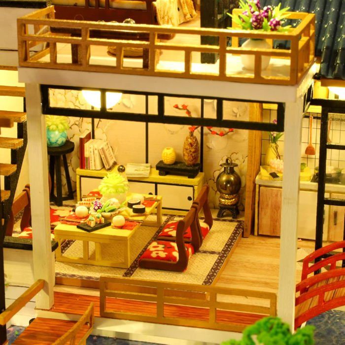 Kit maison miniature à monter soi-même en bois avec lumière LED et boîte à musique à l'échelle 1:24 Kit maison miniature à monter soi-même en bois avec lumière LED et boîte à musique à l'échelle 1:24