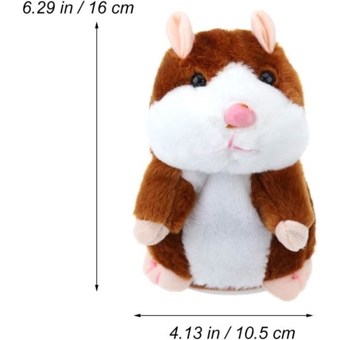 Jouet Hamster Parlant Répétiteur Peluche et Coton PP Rongeur Blanc et  Marron Clair