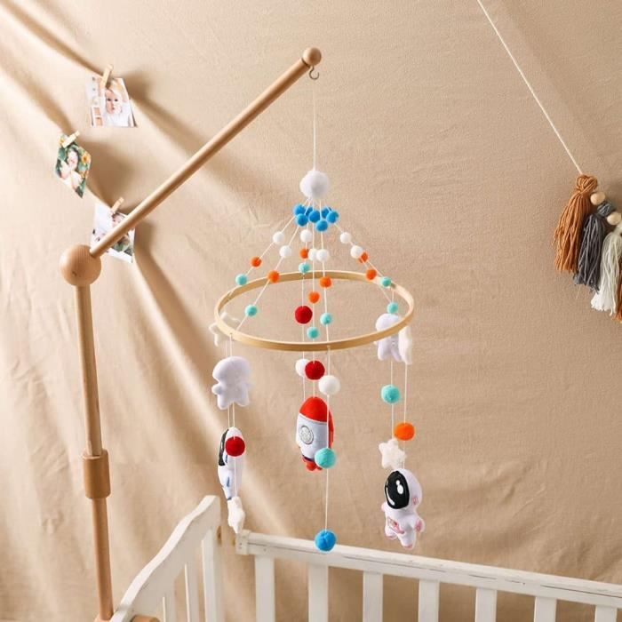 Mobile pour lit bébé pour emballer et jouer, jouets pour berceau avec  lumières et musique et mode rechargeable (Bleu)