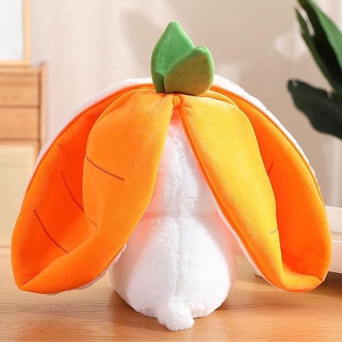 WOTEG Cache-Cache Lapin en Peluche - Oreiller de Fraise Lapin Mignon  réversible de Pâques  Lapin de Pâques en Peluche, Lapin Doudou Fraise Lapin  Oreiller en Peluche pour garçons Filles : 