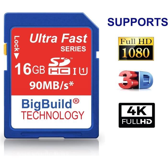 Cartes Mémoire 16Go Ultra Carte 45MoS Sd Sdhc Mémoire Rapide Pour