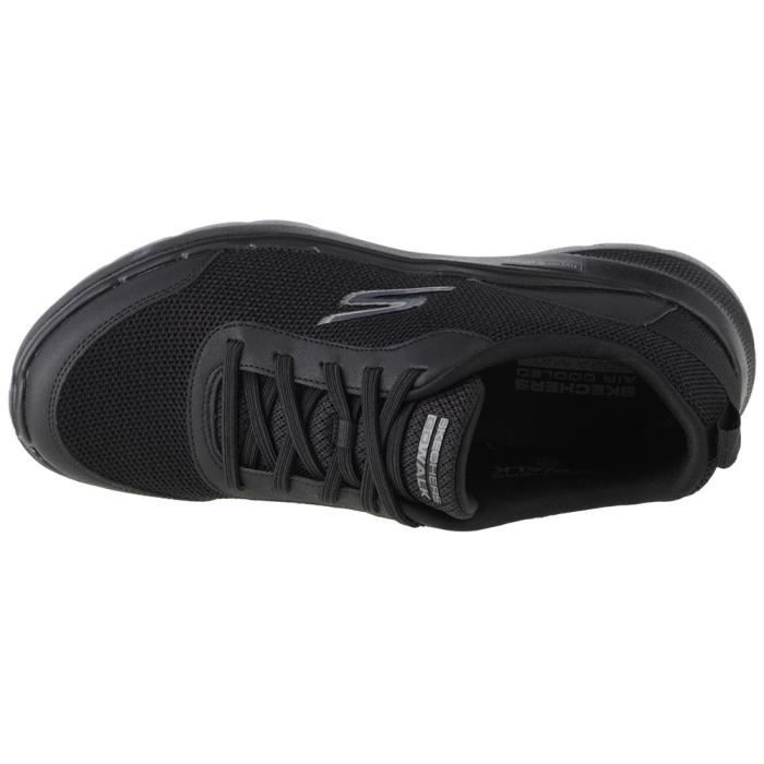 Baskets Homme SKECHERS GO Walk 6 Bold Knight Noir Canvas Lacets Plat Noir Cdiscount Chaussures