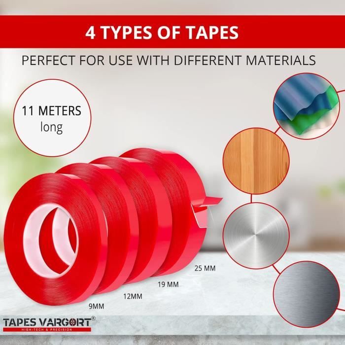2 Tomes Ruban Adhésif Double Face Extra Fort Ruban Adhésif Amovible