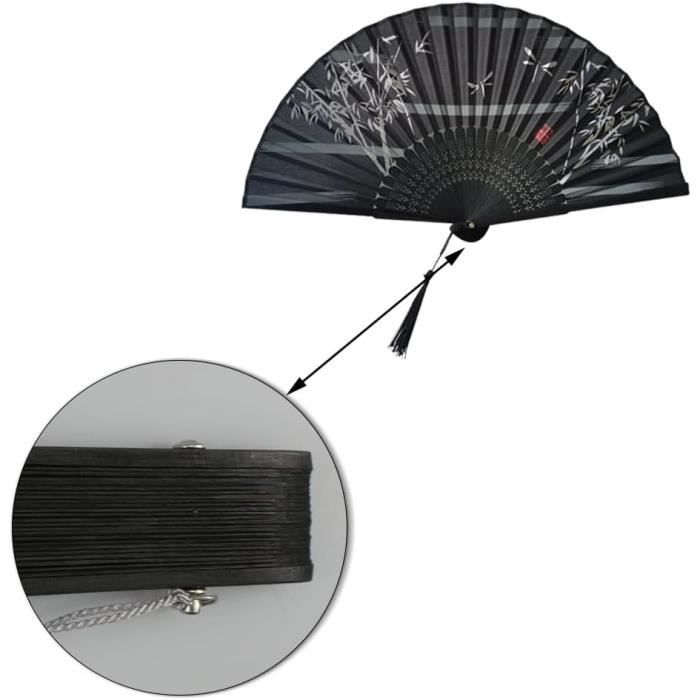2 Count Ventilateur Pliant À Main Éventails Chinois Aux Femmes Ancien