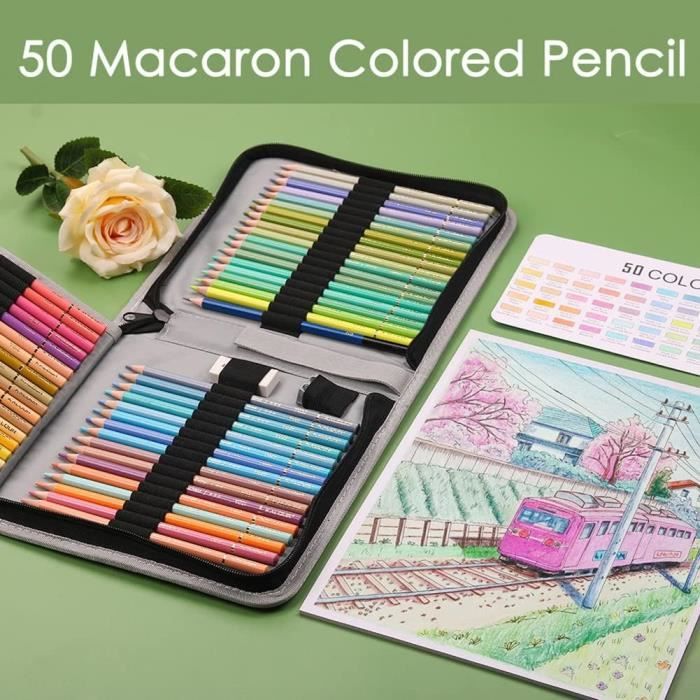 TOYESS 48PCS CRAYONS de Couleurs Aquarellables Professionnel avec Sac à Crayon d EUR 33,99