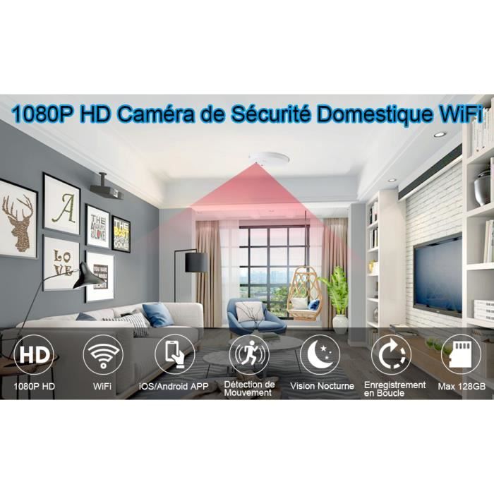 Détecteur de Fumée Caméra Espion Full HD 1080p detection de Mouvement  Vision Nocturne Wifi