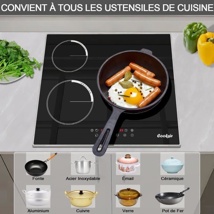 25€ sur Hyundai - Plaque vitrocéramique 2 foyers table de cuisson 3000W 9  puissances - touche tactile - Plaque vitrocéramique - Achat & prix