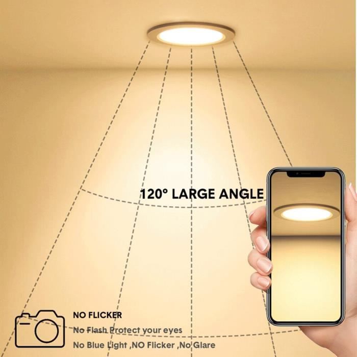 5x spots LED encastré lampes de plafond rond 24W Φ30cm blanc froid lumière  angle 120° - Cdiscount Maison