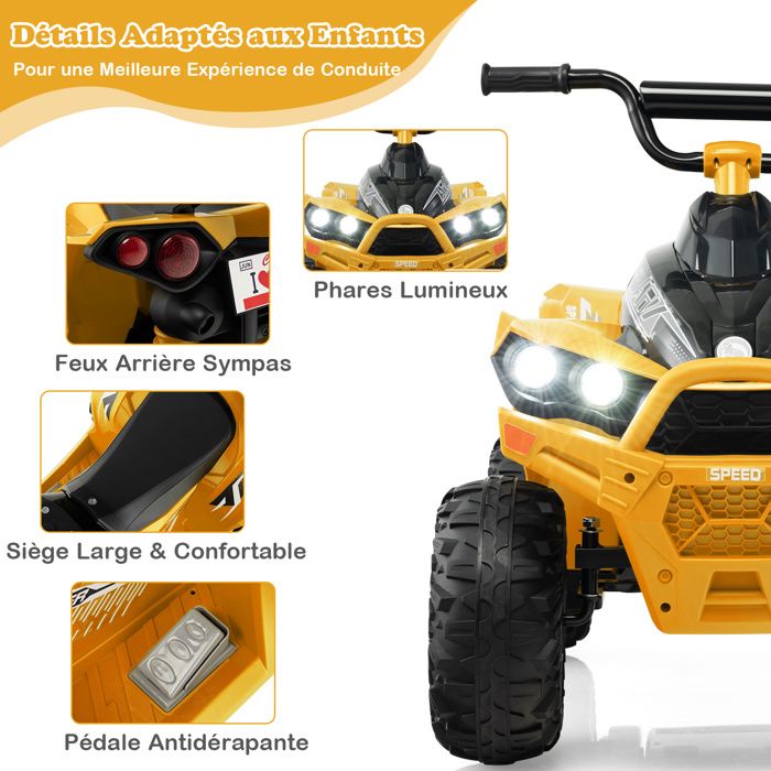 Voiture électrique Enfant GOPLUS 6V - Quad Tout-terrain Avec Pédale Et Marche Avant/arrière Pour 3 Ans+