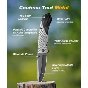 Couteau pliant - MOTHINESSTO - Mini couteau de poche - Acier inoxydable