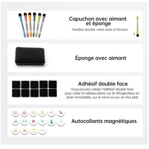 Tableau Magnétique Frigo Transparent Semaine – Planning Familial 20x30 Cm – 8 Couleurs + Aimants Puissants