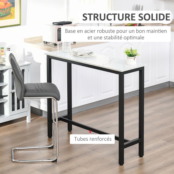 Îlot De Bar Fly - Table Inox Et Verre Blanc, Avec Rangement - 185 Cm, France