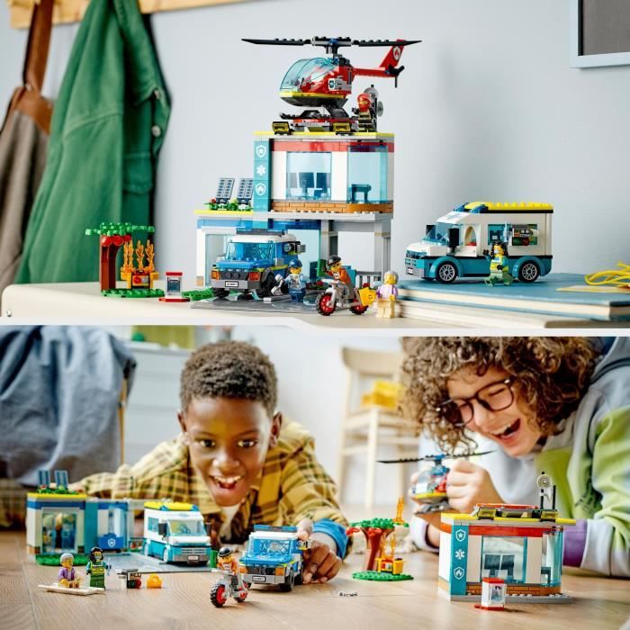 LEGO® City 60371 Le QG des Véhicules d'Urgence, Hélicoptère Jouet, Moto et  Voiture de Police - Cdiscount Jeux - Jouets