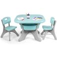 COSTWAY Ensemble Table et Chaises pour Enfant, Inclus 1 Table et 2 Chaises, Matériau Ecologique, Forte Capacité de Charge-0