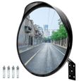 Miroir de Circulation Convexe, 30cm Miroir Convexe de la Circulation, Miroir de Sécurité avec Support, 130° Miroir Routier-0