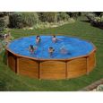 Kit piscine hors sol MAURITIUS ronde en acier aspect bois - Ø 5,50 x 1,32 m-0