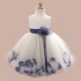 Robe de Soirée Fille Fleur Bowknot Baptême de Demoiselle d'honneur De Mariage Robes de Princesse Anniversaire Fête Cérémonie 0-8-0
