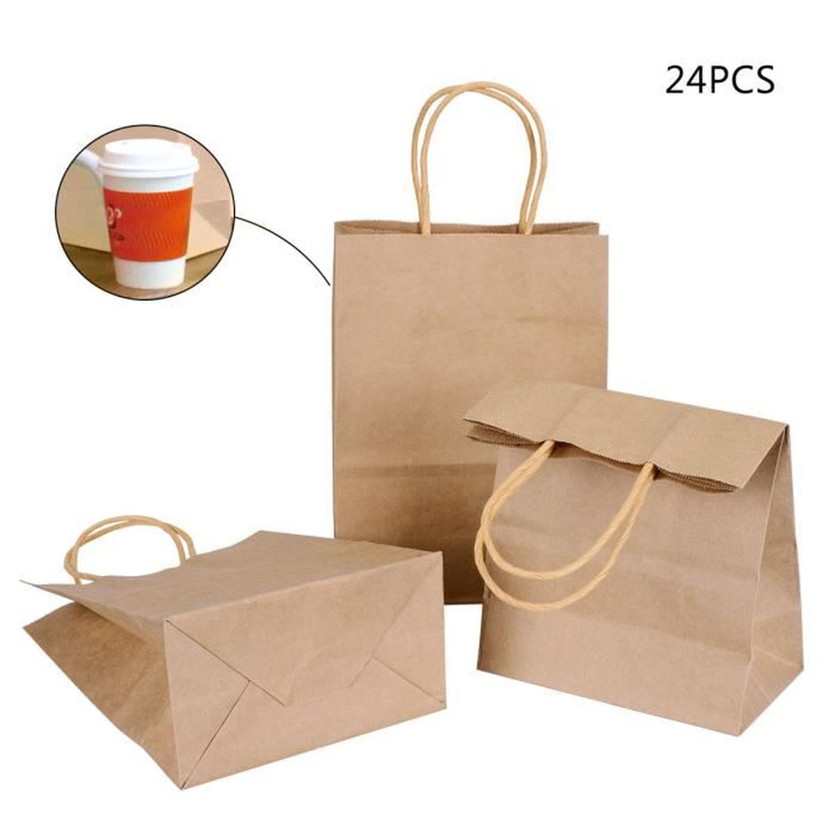 Sac Cadeau Jetcco 24 Pièces Sacs en Papier Kraft avec Poignée 15 x 8 x