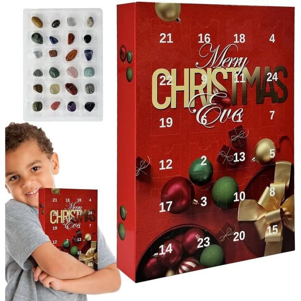Calendrier de l'Avent de Noël en cristaux-Calendrier éducatif minéral