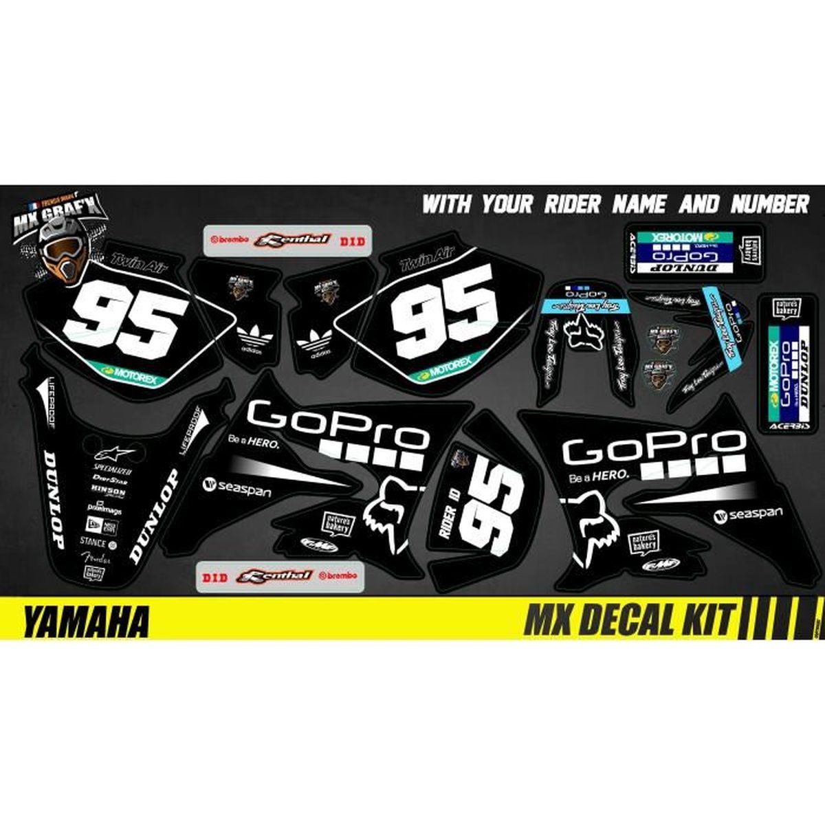 Kit Déco Moto pour GoPro Black Mx Decal Kit for Yamaha DT50 