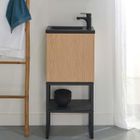 Meuble lave-mains sur pieds NOVA - MOB-IN - Gamme Nova - Noir - Bois - 22cm x 40cm x 52cm