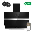 CIARRA Hotte Aspirante 60cm APP Contrôle 650 m3/h Classe A+++ 4 Vitesses Booster 58dB Touche Tactile Noir