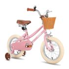 HILAND Bicyclette pour enfants,14",pour les enfants de 3 à 5 ans,avec roue auxiliaire et frein à main,Rose