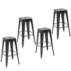 Lot de 4 tabourets de bar industriel HOMCOM - Métal noir - Empilables - Hauteur assise 76cm