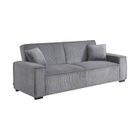 SWEEEK Canapé convertible 3 places gris clair velours côtelé L 231 x P 96.5 x H 80cm