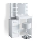 Vicco coiffeuse Meryl, Blanc, 80 cm avec éclairage LED et tabouret