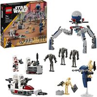 LEGO® 75372 Star Wars Pack de Combat des Clone Troopers et Droïdes de Combat, Jouet avec Speeder Bike et Figurine