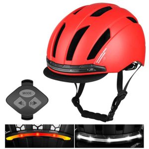 CASQUETTE DE CYCLISME Casque de vélo avec clignotant à LED, casque de cyclisme, casque d'avertissement d'équitation de nuit Rouge M