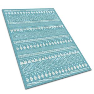 TAPIS D’EXTÉRIEUR Tapis d'extérieur en vinyle Decormat - Texture indienne - Bleu - 120x180cm