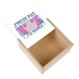 Boîte cadeau Boite Coffret en Bois - J'peux Pas J'ai Manga Asuna Anime Otaku Manga Fanart  (11 x 11 x 3,5 cm)