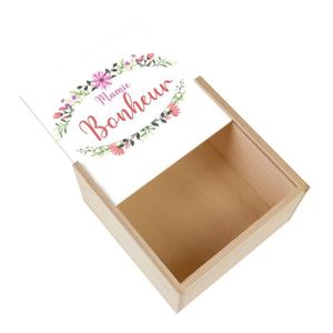 BOITE A BIJOUX Boite Coffret en Bois - Mamie Bonheur Fleur Frise 