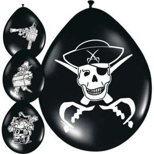 BALLON DÉCORATIF  Folat- Ballons de Pirate-8 pièces, 08237, Noir, Co