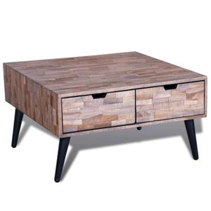 TABLE BASSE Table basse en bois de teck recyclé - HILILAND - PAT HILILAND Pois: 29.6 - Avec 4 tiroirs