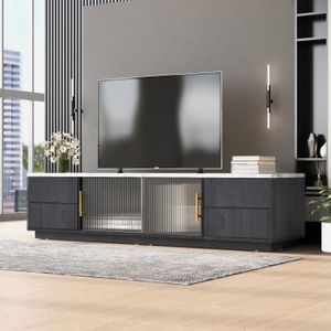 MEUBLE TV MISNODE Le meuble TV de luxe du salon convient aux téléviseurs de 70 pouces, 160 cm-élégant bureau en marbre gris