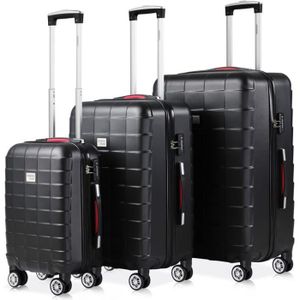 SET DE VALISES Set de 3 valises rigides Noir 4 Roues 360° Bagage 