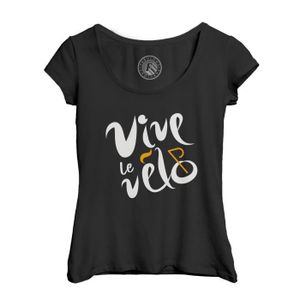 MAILLOT DE CYCLISME T-shirt Femme - Fabulous - Col Echancré - Noir - Manches Courtes - Vive le Vélo France