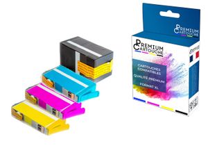 Cartouches d'encre rechargeables compatible avec HP 903 (XL) noir cyan  magenta jaune + 400 ml d'encre pour OfficeJet 6950, OfficeJet Pro 6868,  6950